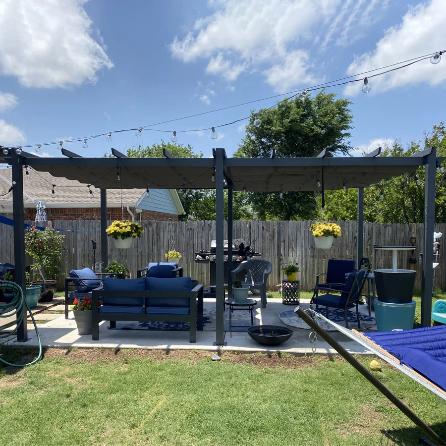 PURPLE LEAF Large Size Outdoor Pergola with Retractable Canopy Aluminum Shelter for Porch Garden Beach - Image 136