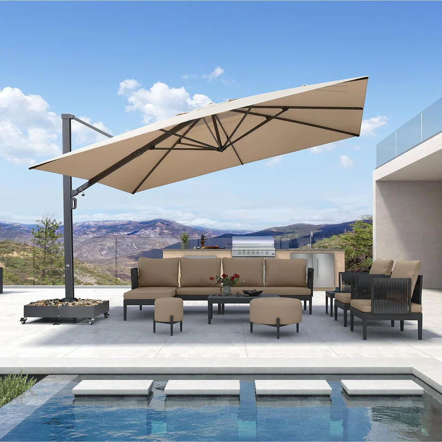PURPLE LEAF 4 x 4 m / 2.7x 4.6 m Large Outdoor Aluminum Umbrella Offset Patio Umbrella