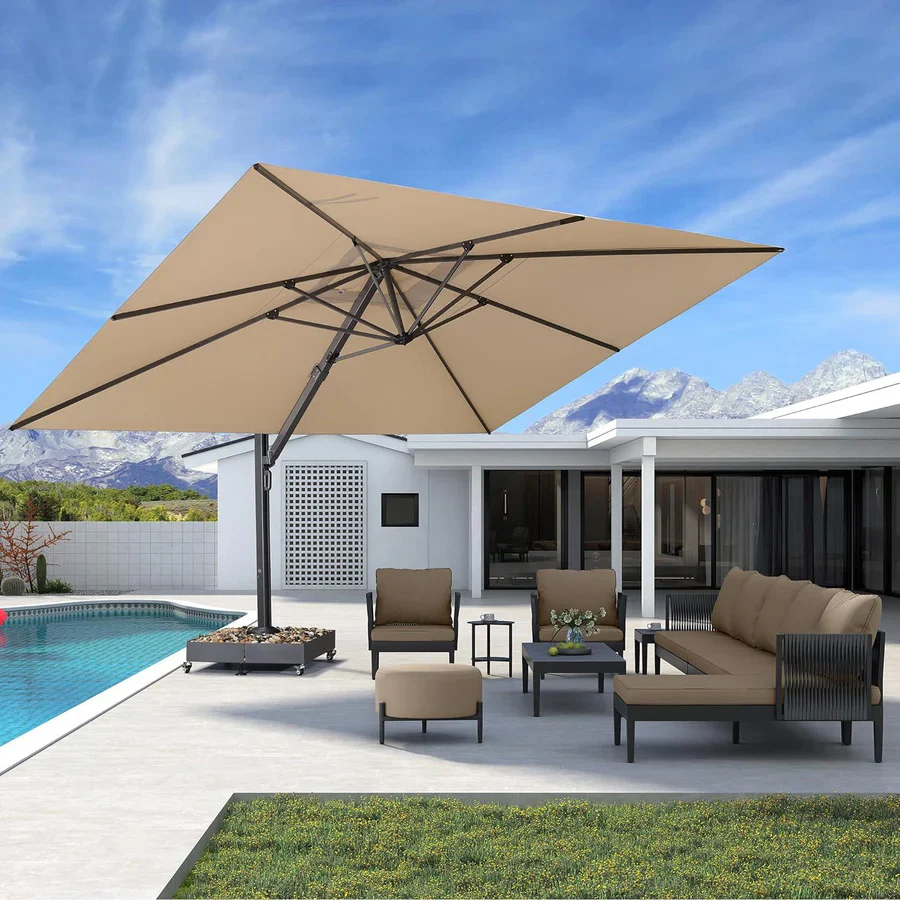 PURPLE LEAF 4 x 4 m / 2.7x 4.6 m Large Outdoor Aluminum Umbrella Offset Patio Umbrella - Image 12