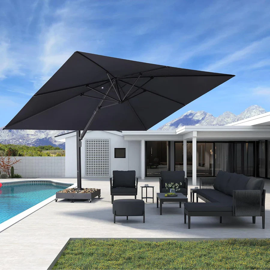 PURPLE LEAF 4 x 4 m / 2.7x 4.6 m Large Outdoor Aluminum Umbrella Offset Patio Umbrella - Image 13