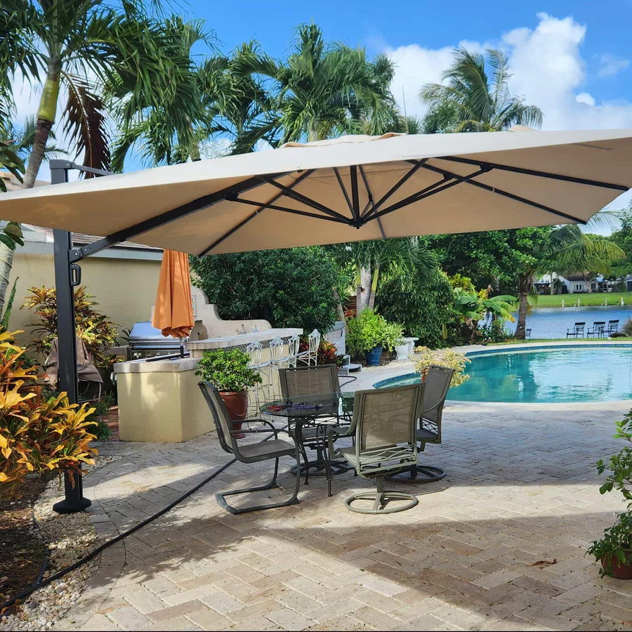 PURPLE LEAF 4 x 4 m / 2.7x 4.6 m Large Outdoor Aluminum Umbrella Offset Patio Umbrella - Image 2