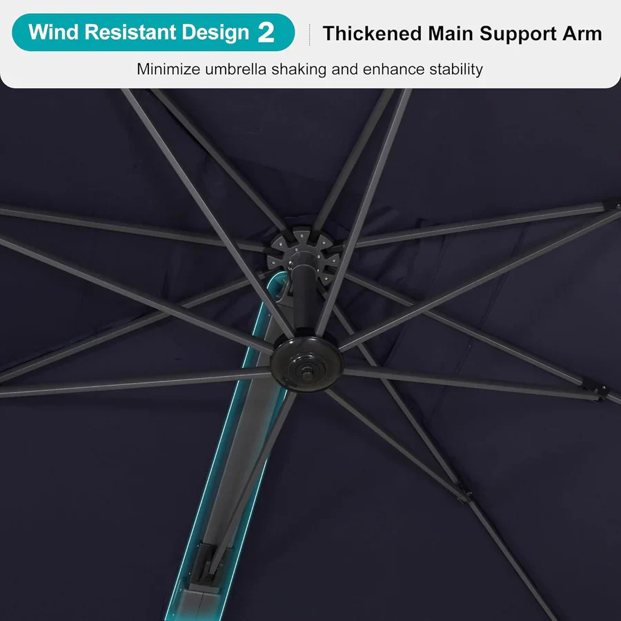 PURPLE LEAF 4 x 4 m / 2.7x 4.6 m Large Outdoor Aluminum Umbrella Offset Patio Umbrella - Image 20