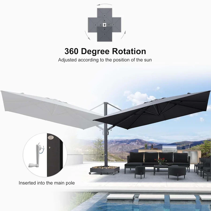 PURPLE LEAF 4 x 4 m / 2.7x 4.6 m Large Outdoor Aluminum Umbrella Offset Patio Umbrella - Image 25