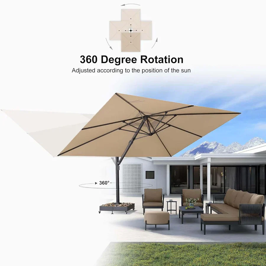 PURPLE LEAF 4 x 4 m / 2.7x 4.6 m Large Outdoor Aluminum Umbrella Offset Patio Umbrella - Image 8