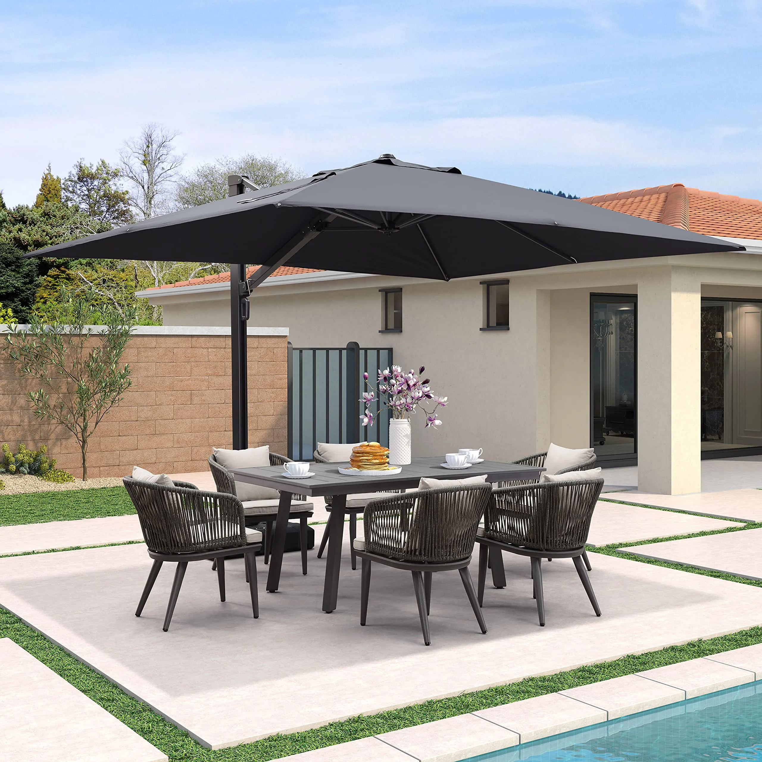 PURPLE LEAF Patio Outdoor Large Parasol Square and Rectangular Cantilever Yard Sun Parasol - Image 105