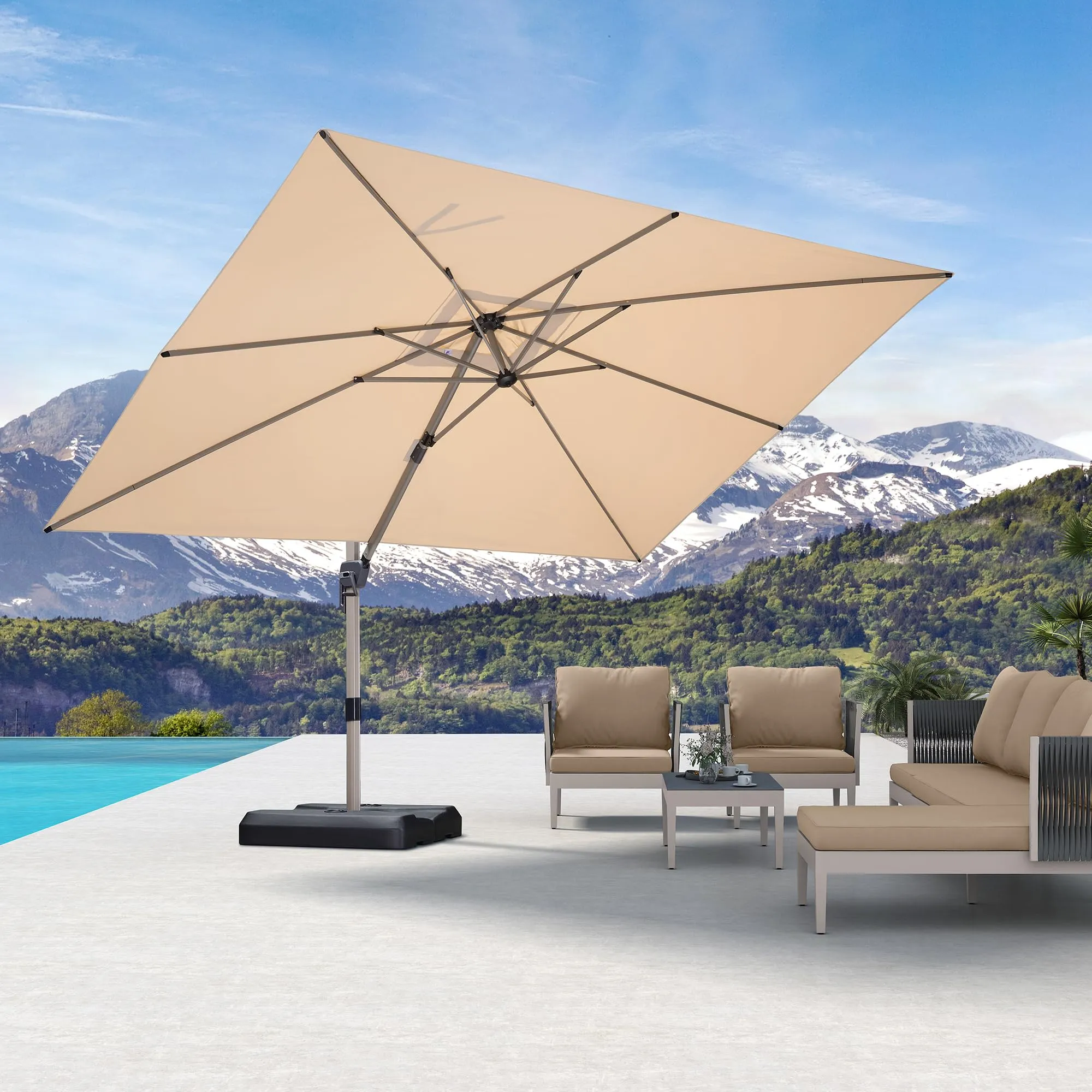 PURPLE LEAF Patio Outdoor Large Parasol Square and Rectangular Cantilever Yard Sun Parasol - Image 112