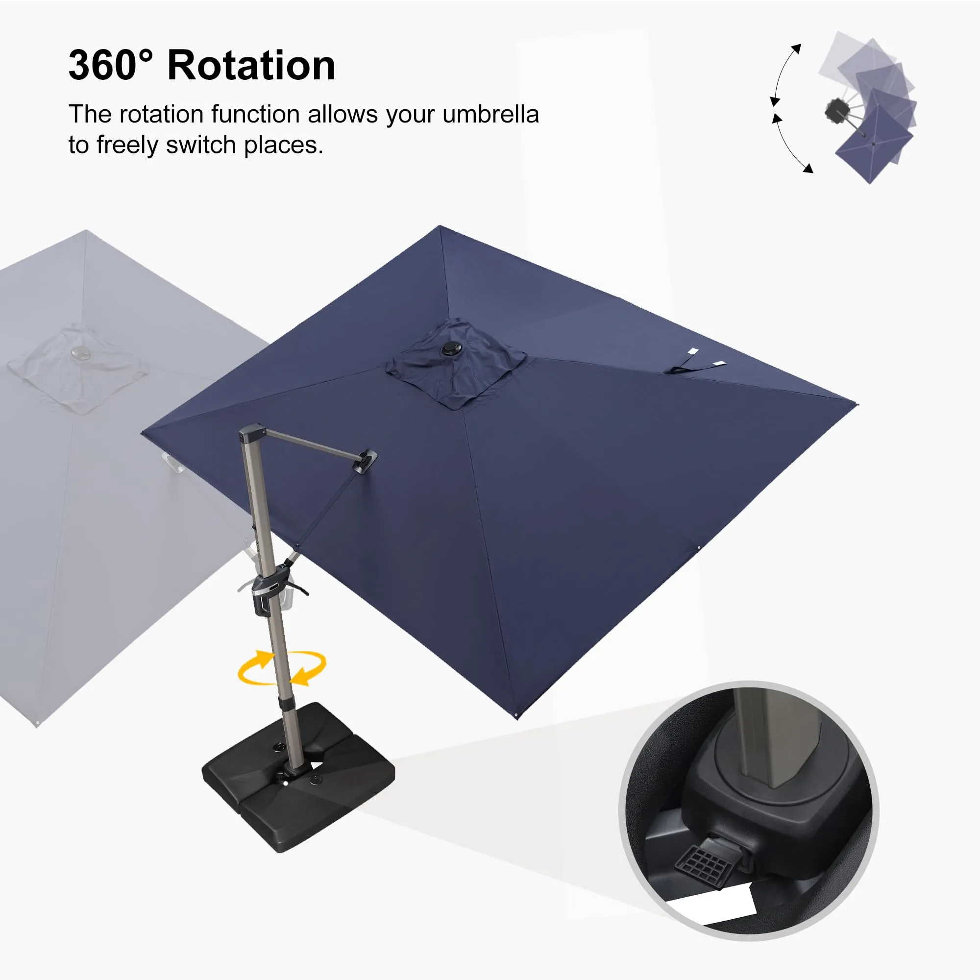 PURPLE LEAF Patio Outdoor Large Parasol Square and Rectangular Cantilever Yard Sun Parasol - Image 128