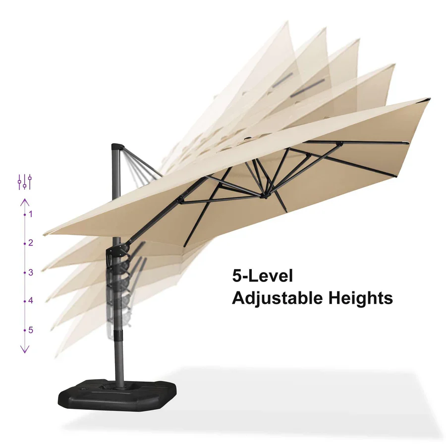 PURPLE LEAF Patio Outdoor Large Parasol Square and Rectangular Cantilever Yard Sun Parasol - Image 196
