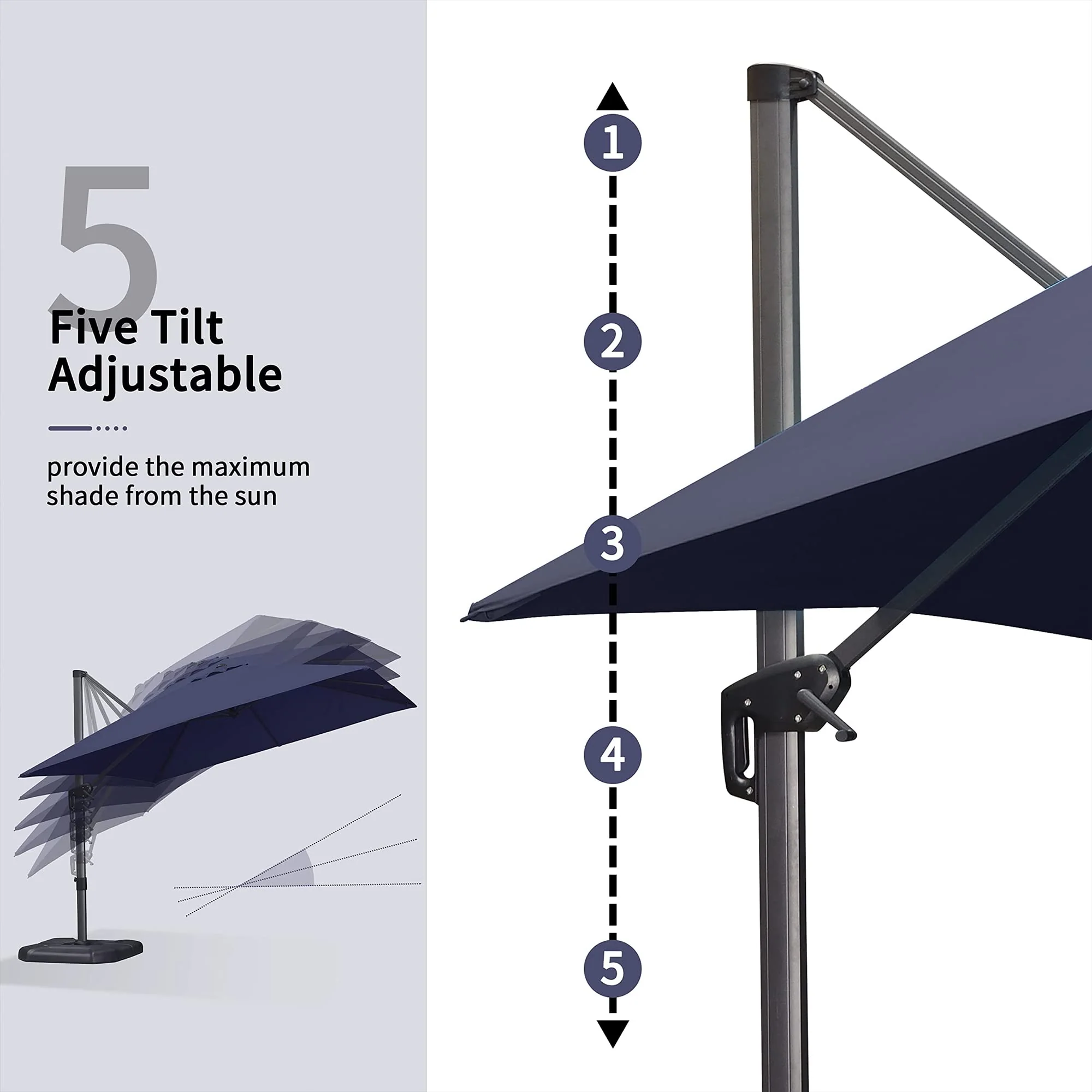 PURPLE LEAF Patio Outdoor Large Parasol Square and Rectangular Cantilever Yard Sun Parasol - Image 20