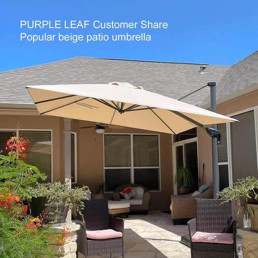 PURPLE LEAF Patio Outdoor Large Parasol Square and Rectangular Cantilever Yard Sun Parasol - Image 206