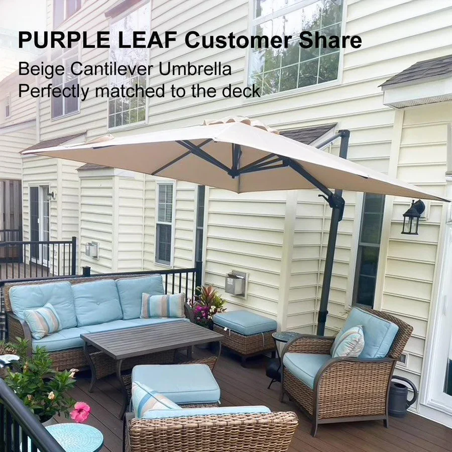 PURPLE LEAF Patio Outdoor Large Parasol Square and Rectangular Cantilever Yard Sun Parasol - Image 207