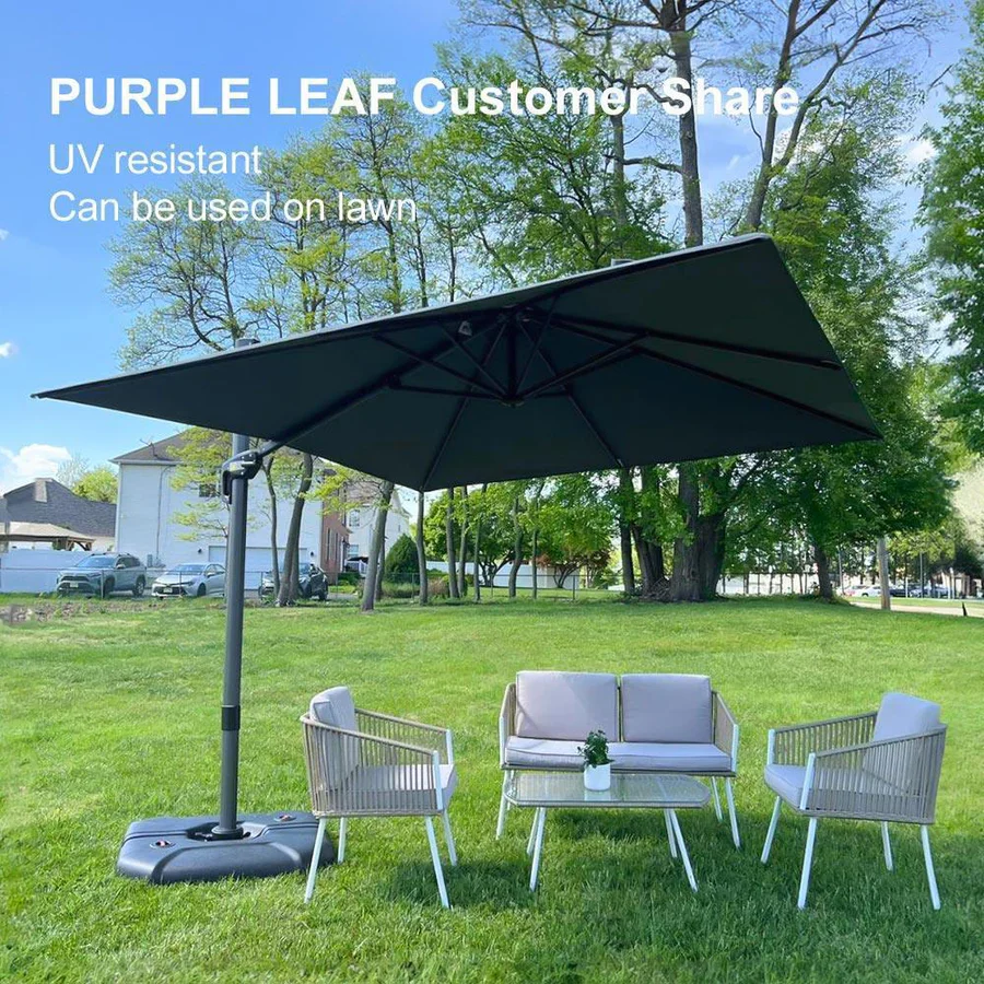 PURPLE LEAF Patio Outdoor Large Parasol Square and Rectangular Cantilever Yard Sun Parasol - Image 211