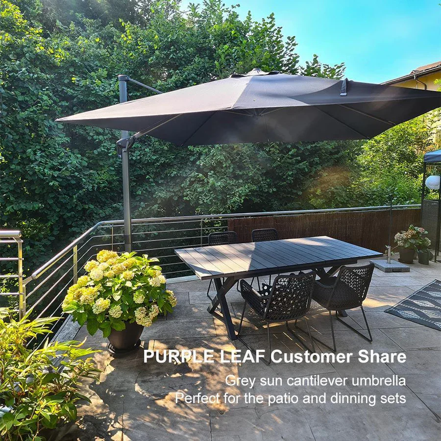 PURPLE LEAF Patio Outdoor Large Parasol Square and Rectangular Cantilever Yard Sun Parasol - Image 221