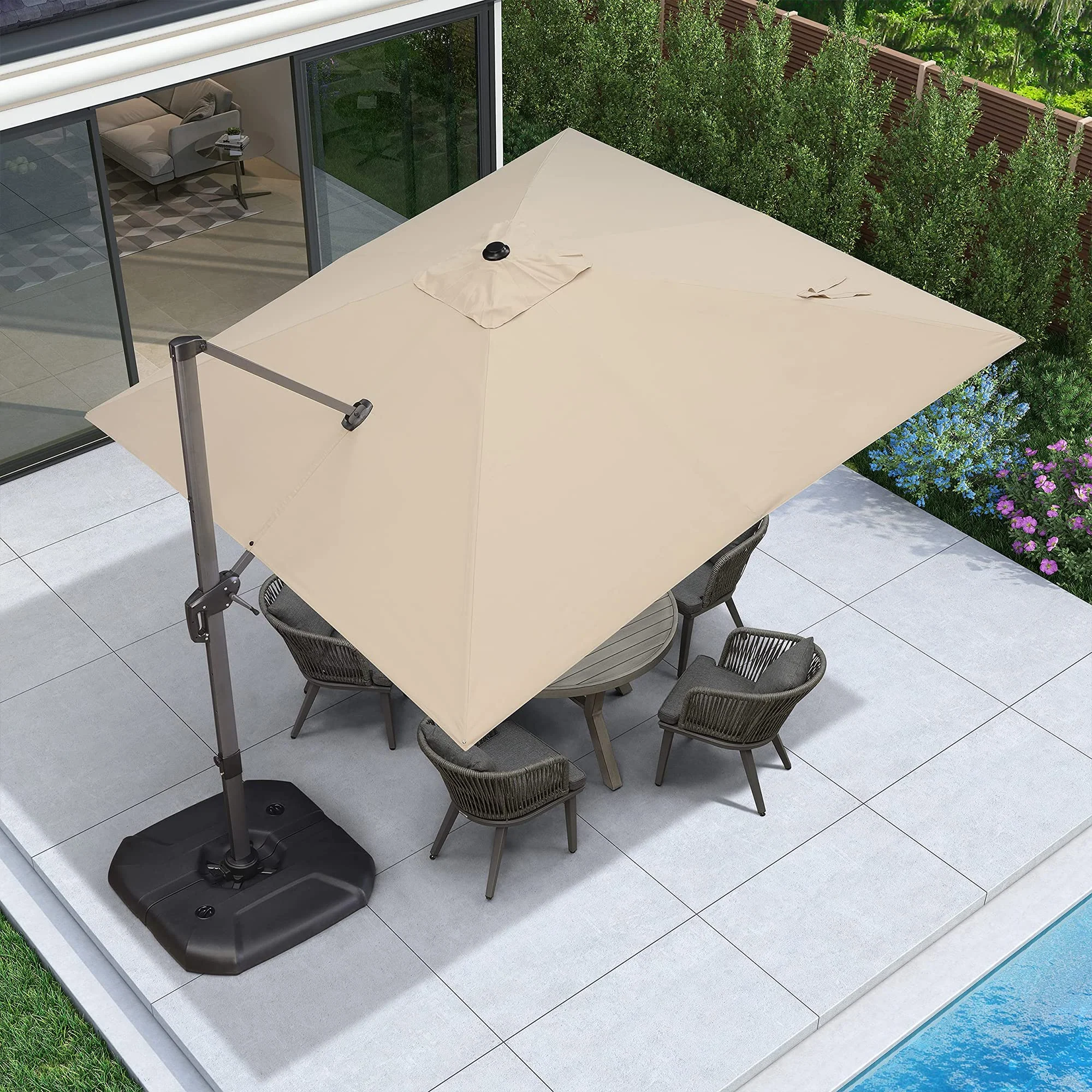 PURPLE LEAF Patio Outdoor Large Parasol Square and Rectangular Cantilever Yard Sun Parasol - Image 42