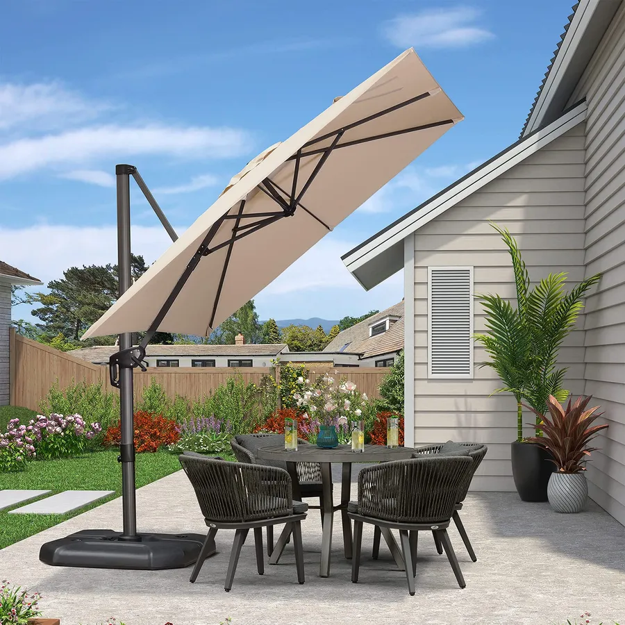 PURPLE LEAF Patio Outdoor Large Parasol Square and Rectangular Cantilever Yard Sun Parasol - Image 69
