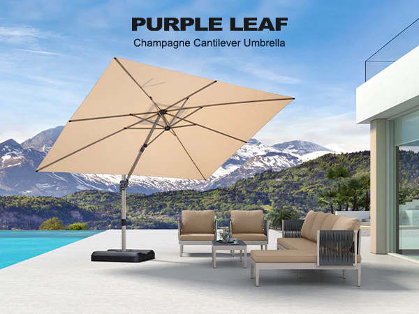 PURPLE LEAF Patio Outdoor Large Parasol Square and Rectangular Cantilever Yard Sun Parasol - Image 77