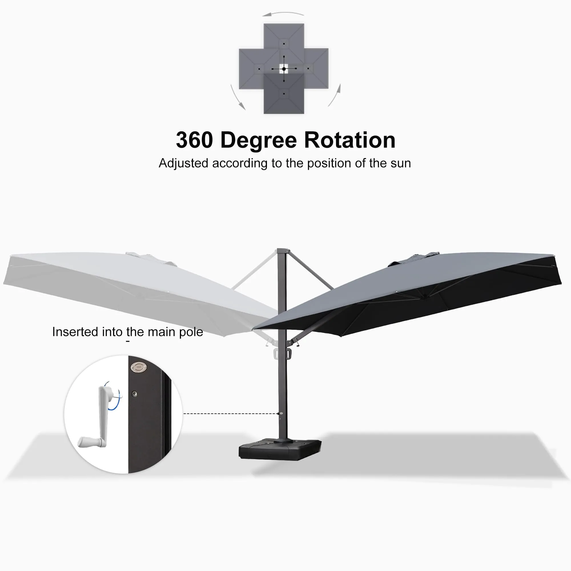 PURPLE LEAF Patio Outdoor Large Parasol Square and Rectangular Cantilever Yard Sun Parasol - Image 94