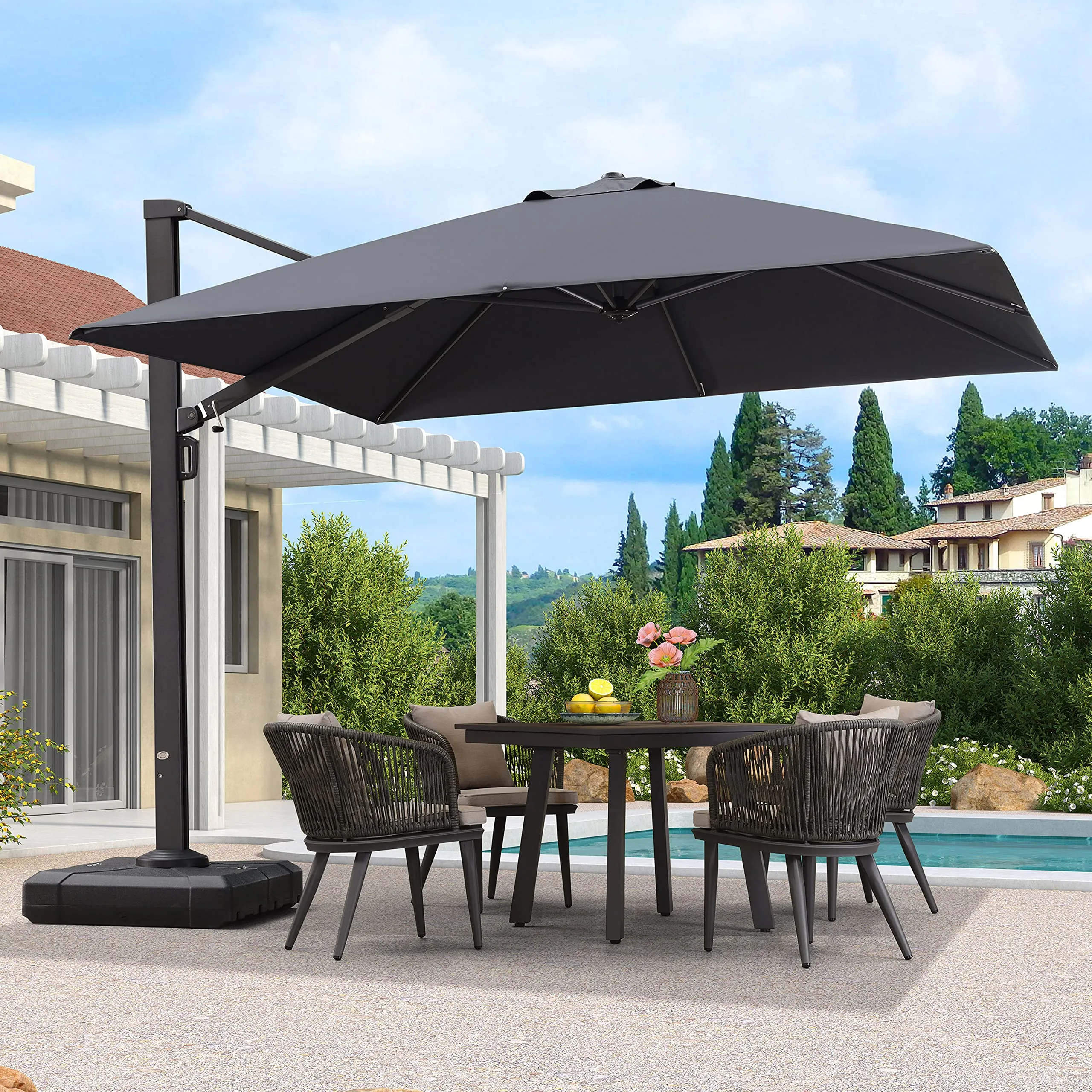 PURPLE LEAF Patio Outdoor Large Parasol Square and Rectangular Cantilever Yard Sun Parasol - Image 95