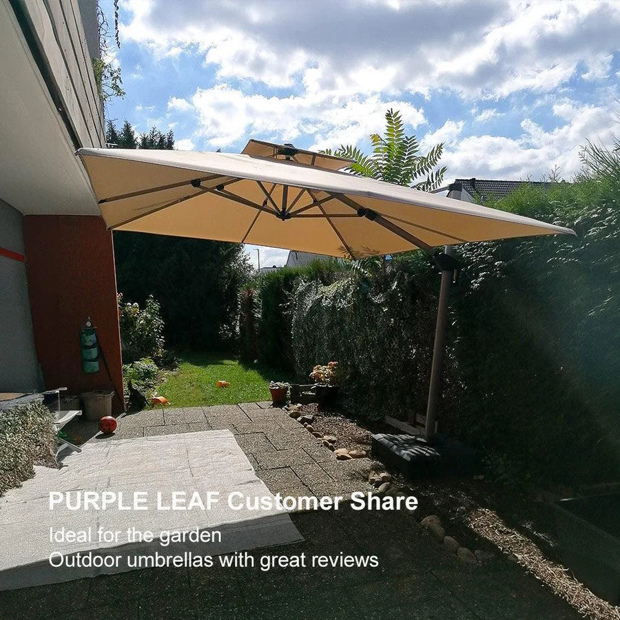PURPLE LEAF Large Rectangular Porch Parasol Outside Cantilever Patio Yard Parasol - Image 100