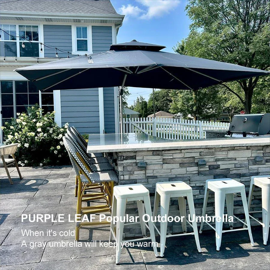 PURPLE LEAF Large Rectangular Porch Parasol Outside Cantilever Patio Yard Parasol - Image 106