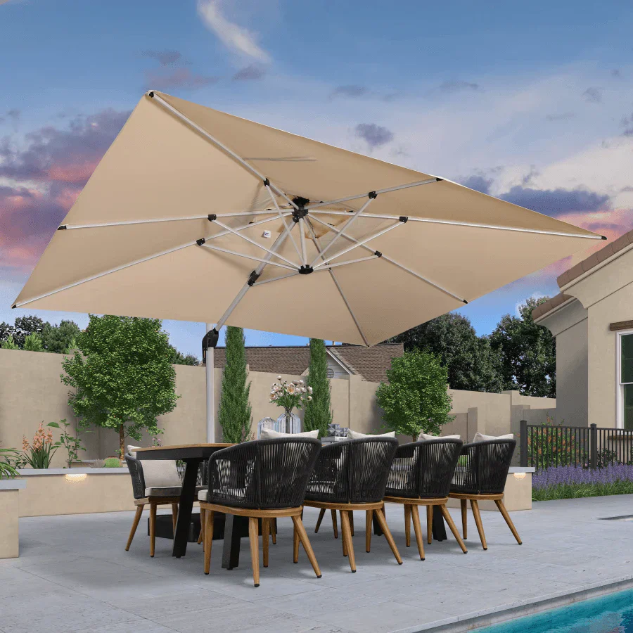 PURPLE LEAF Large Rectangular Porch Parasol Outside Cantilever Patio Yard Parasol - Image 111