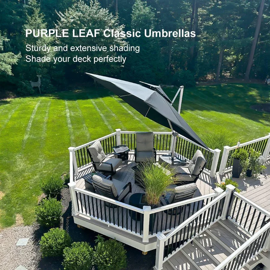 PURPLE LEAF Large Rectangular Porch Parasol Outside Cantilever Patio Yard Parasol - Image 113