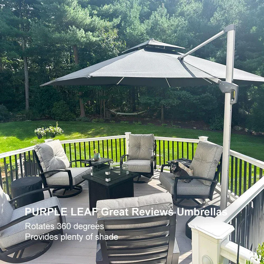 PURPLE LEAF Large Rectangular Porch Parasol Outside Cantilever Patio Yard Parasol - Image 114