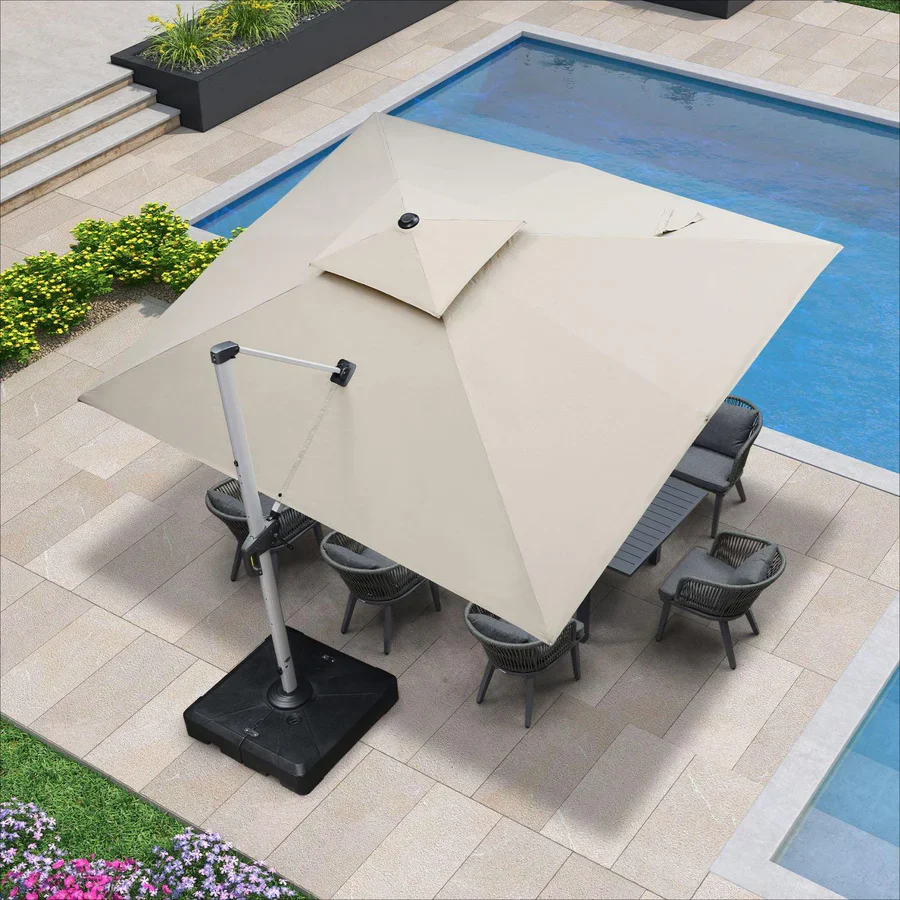 PURPLE LEAF Large Rectangular Porch Parasol Outside Cantilever Patio Yard Parasol - Image 118