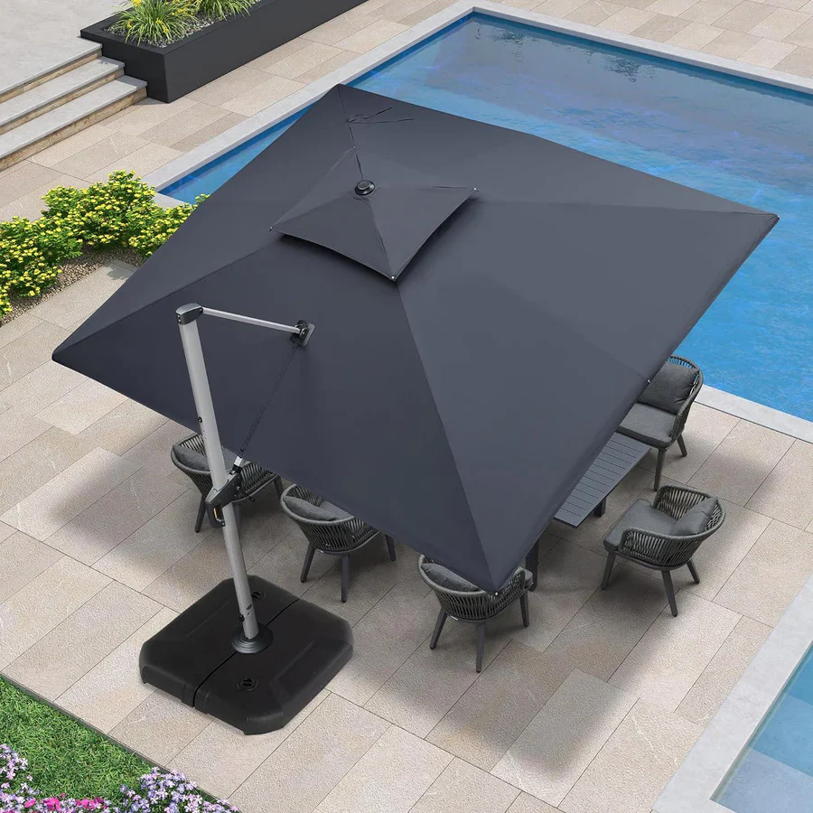 PURPLE LEAF Large Rectangular Porch Parasol Outside Cantilever Patio Yard Parasol - Image 121