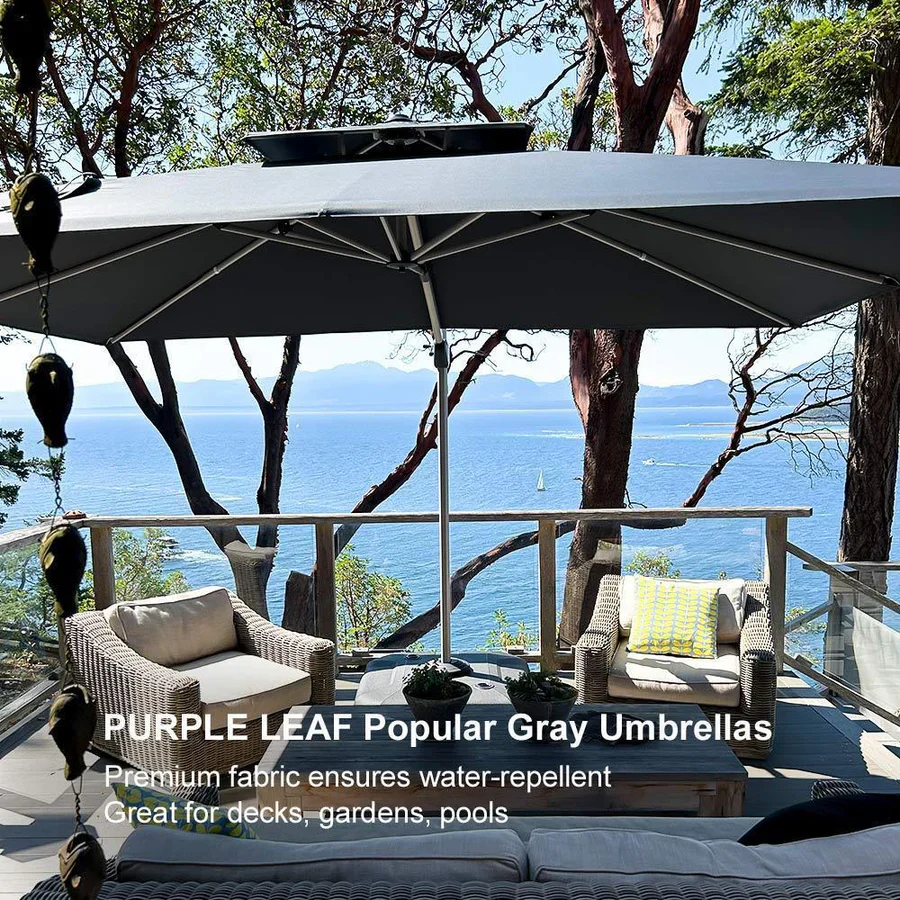 PURPLE LEAF Large Rectangular Porch Parasol Outside Cantilever Patio Yard Parasol - Image 122
