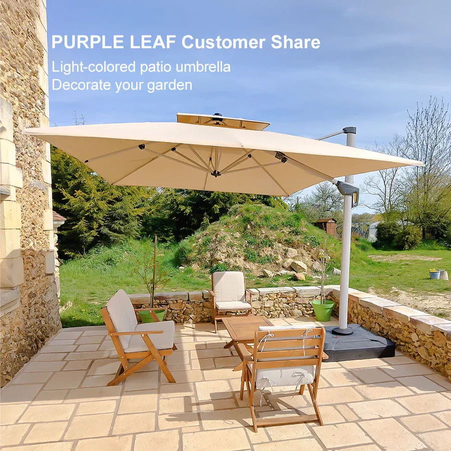 PURPLE LEAF Large Rectangular Porch Parasol Outside Cantilever Patio Yard Parasol - Image 125