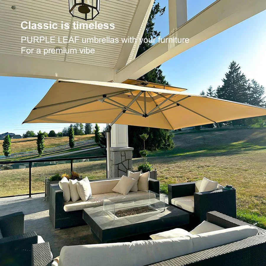 PURPLE LEAF Large Rectangular Porch Parasol Outside Cantilever Patio Yard Parasol - Image 126