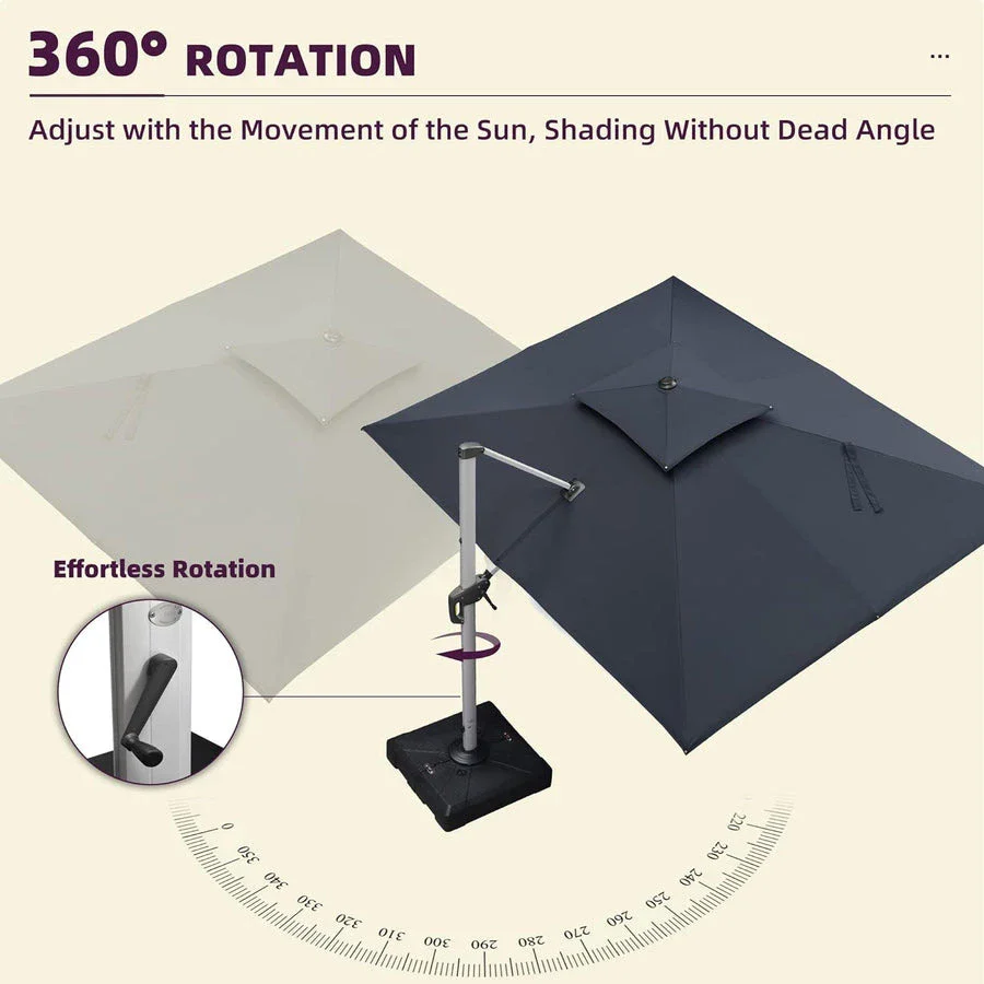 PURPLE LEAF Large Rectangular Porch Parasol Outside Cantilever Patio Yard Parasol - Image 20
