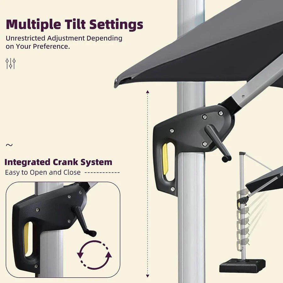 PURPLE LEAF Large Rectangular Porch Parasol Outside Cantilever Patio Yard Parasol - Image 44