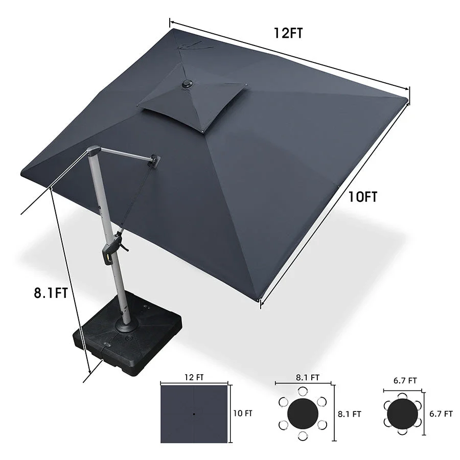 PURPLE LEAF Large Rectangular Porch Parasol Outside Cantilever Patio Yard Parasol - Image 61