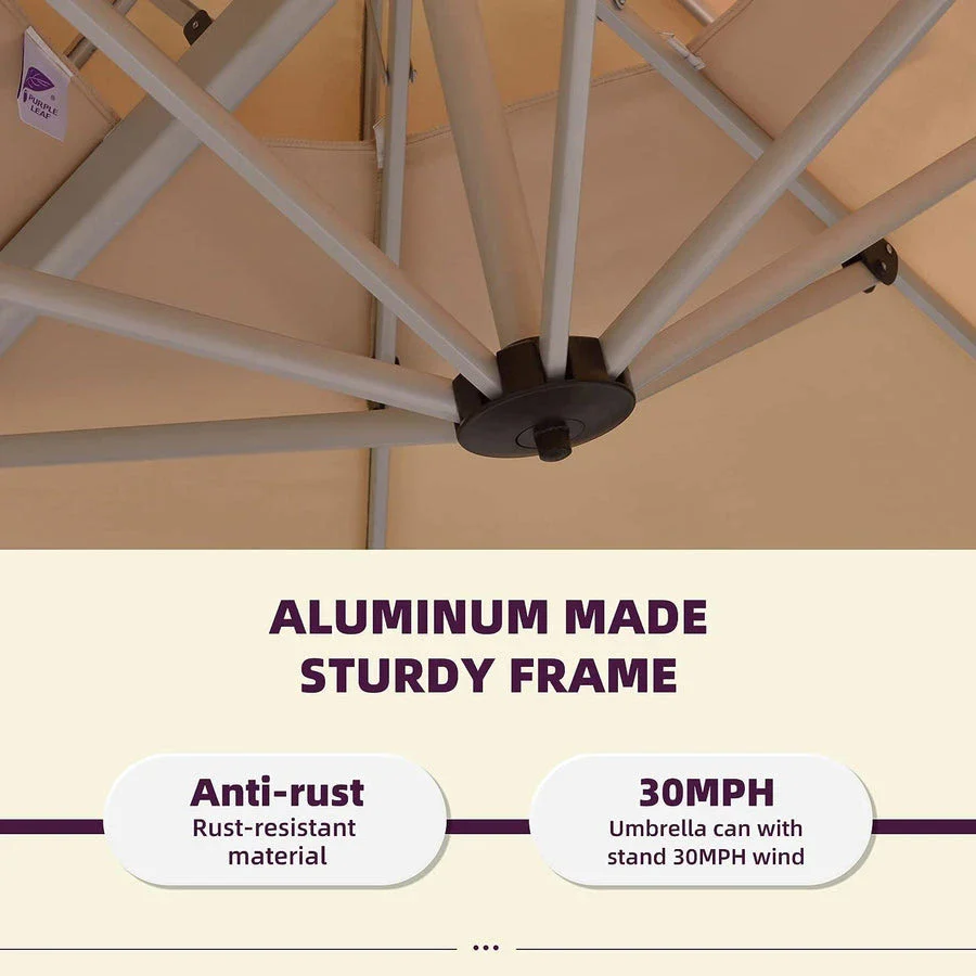 PURPLE LEAF Large Rectangular Porch Parasol Outside Cantilever Patio Yard Parasol - Image 7