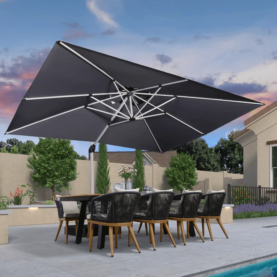PURPLE LEAF Large Rectangular Porch Parasol Outside Cantilever Patio Yard Parasol - Image 74