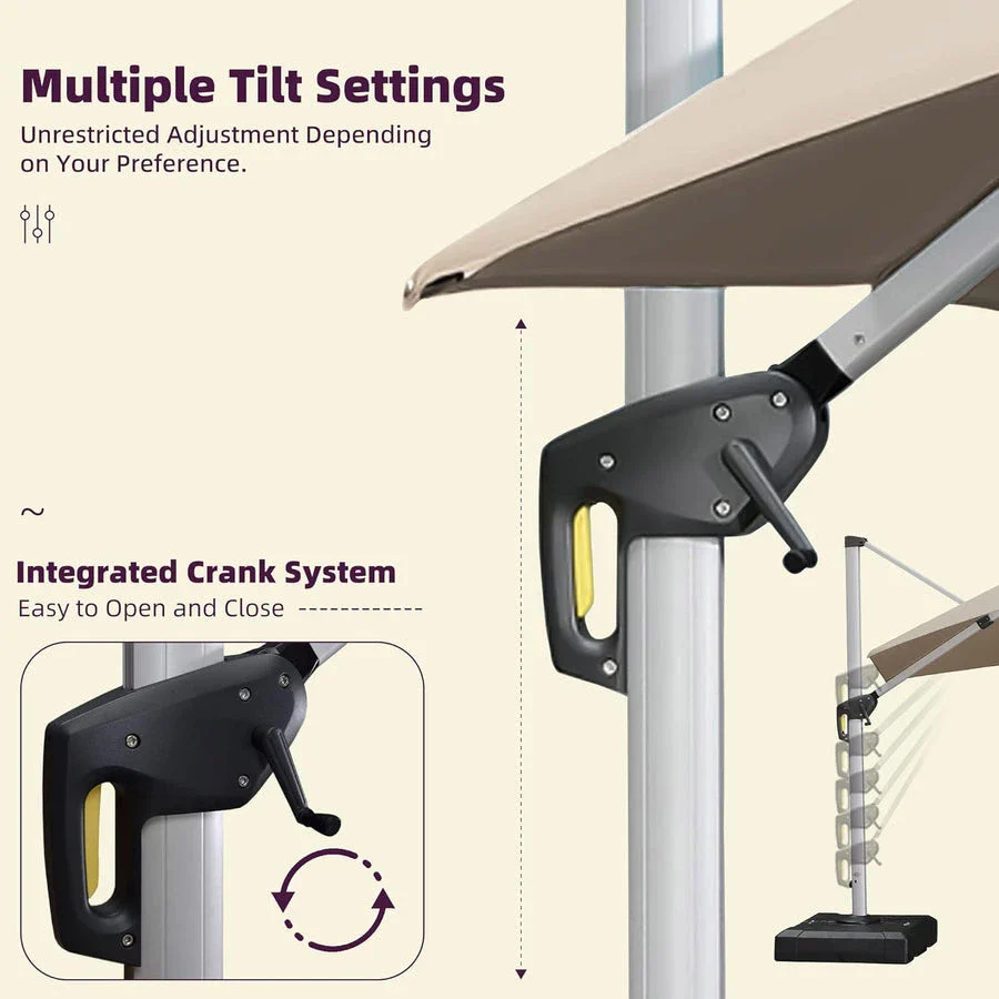 PURPLE LEAF Large Rectangular Porch Parasol Outside Cantilever Patio Yard Parasol - Image 9