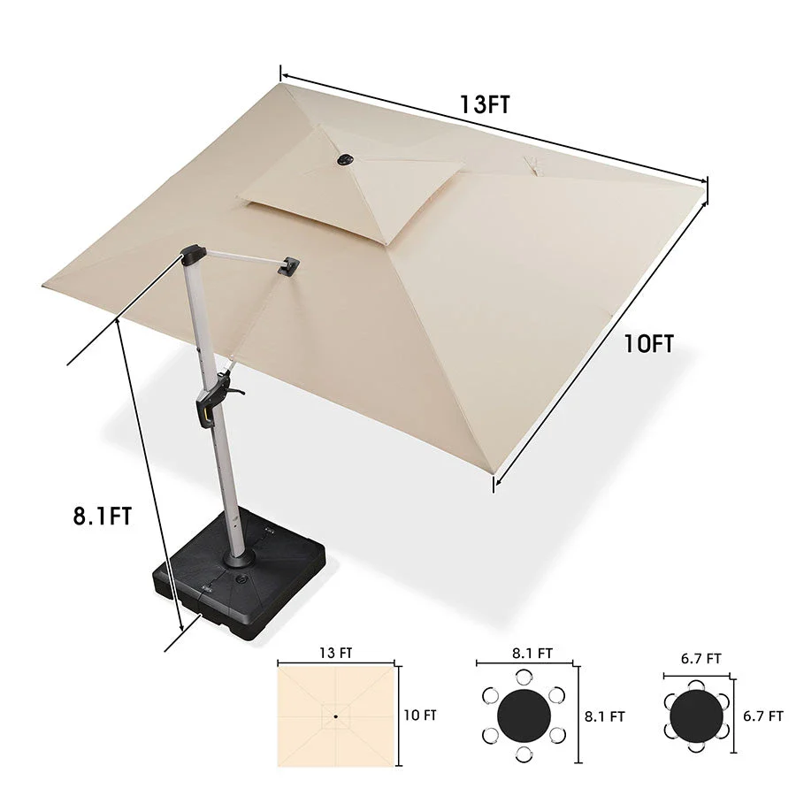 PURPLE LEAF Large Rectangular Porch Parasol Outside Cantilever Patio Yard Parasol - Image 90