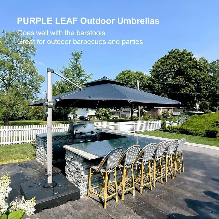 PURPLE LEAF Large Rectangular Porch Parasol Outside Cantilever Patio Yard Parasol - Image 95