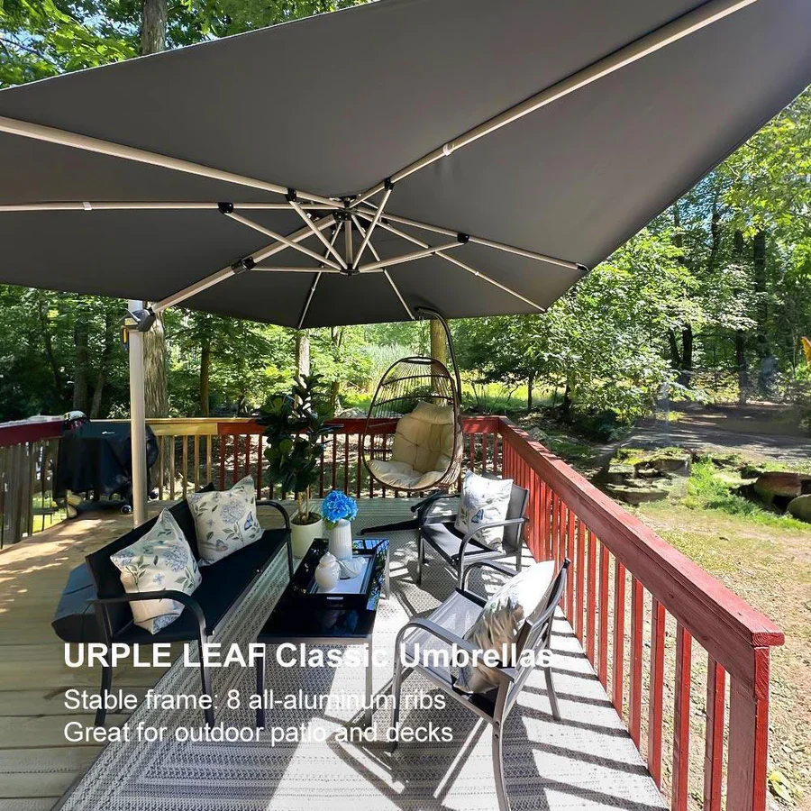 PURPLE LEAF Large Rectangular Porch Parasol Outside Cantilever Patio Yard Parasol - Image 96