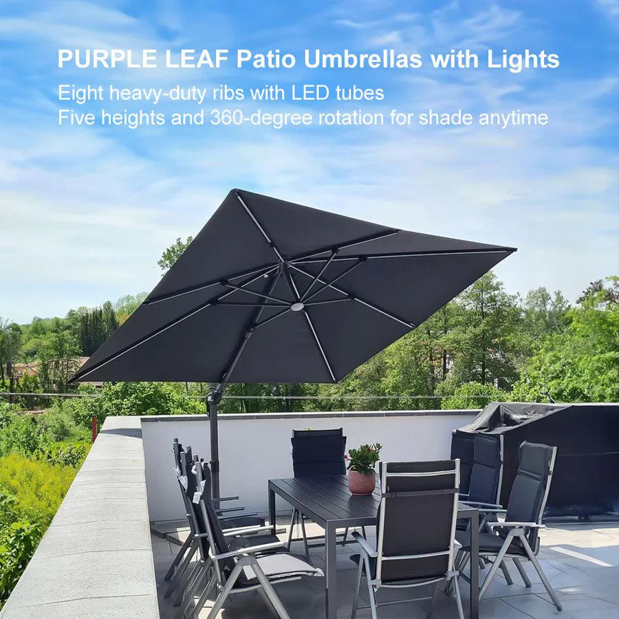 PURPLE LEAF LED Offset Cantilever Parasol with Lights - Image 47