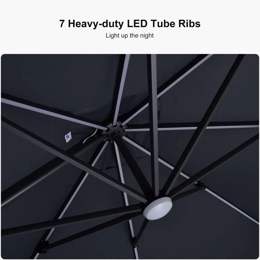 PURPLE LEAF LED Offset Cantilever Parasol with Lights - Image 53