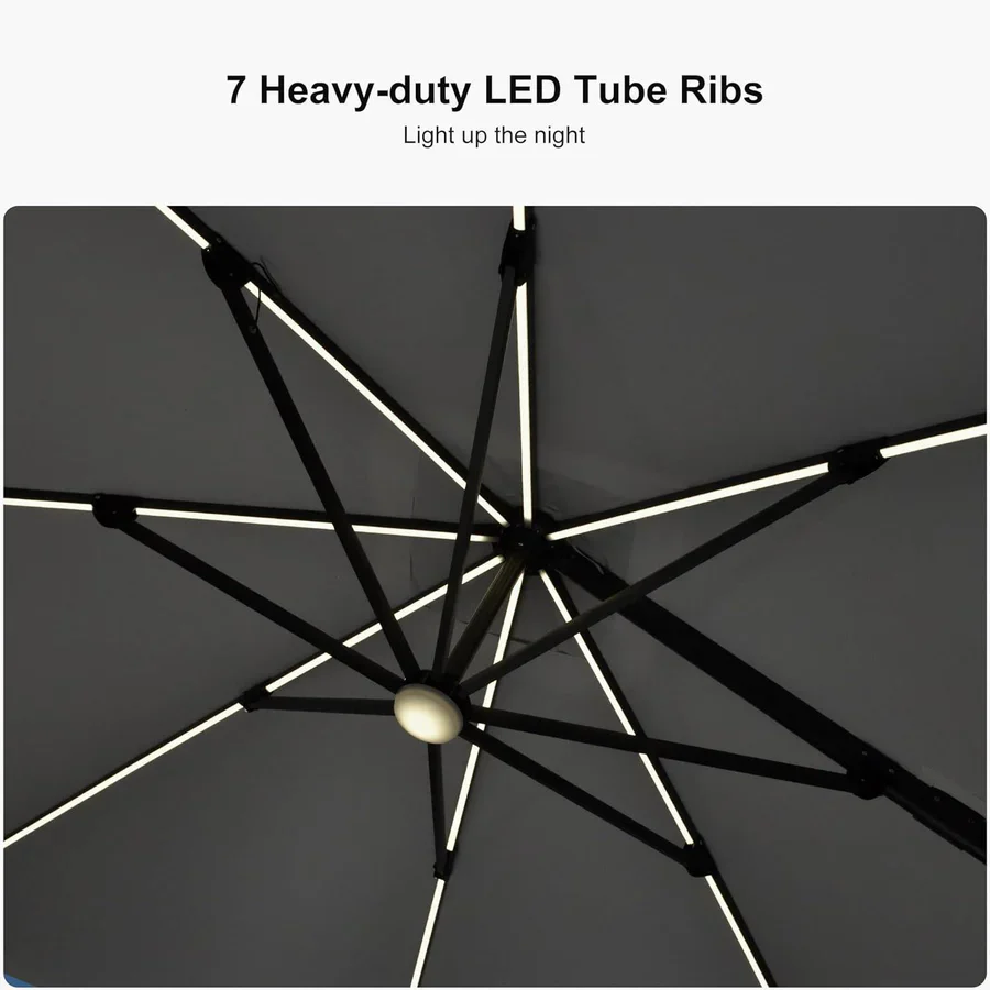 PURPLE LEAF LED Offset Cantilever Parasol with Lights - Image 54