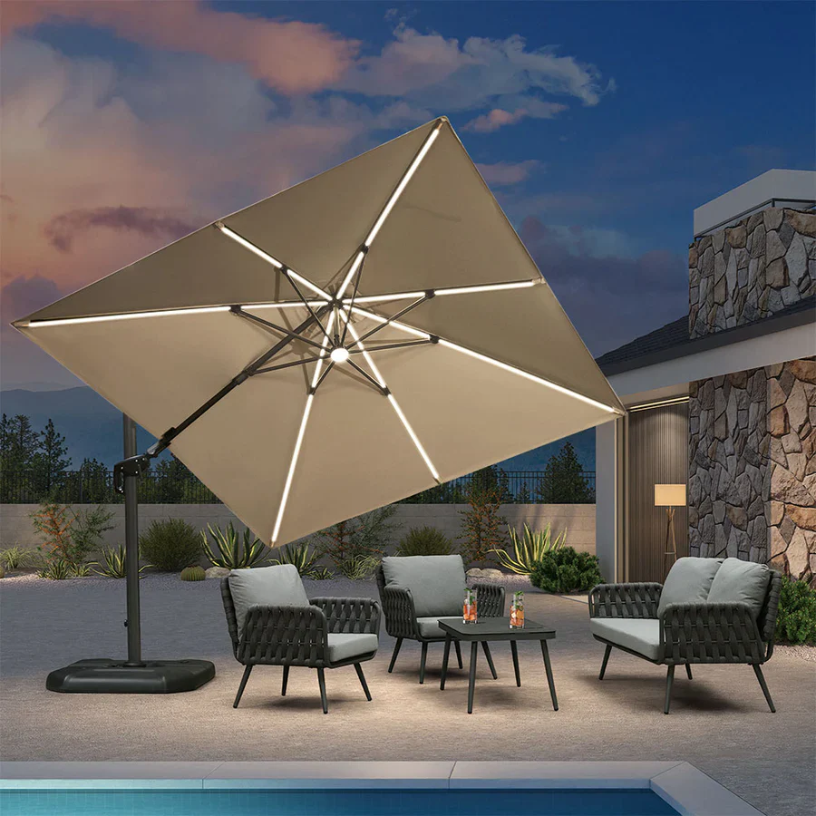 PURPLE LEAF LED Offset Cantilever Parasol with Lights - Image 65
