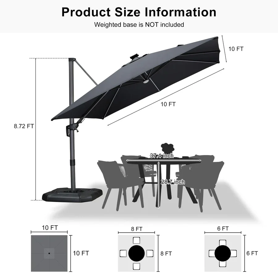 PURPLE LEAF LED Offset Cantilever Parasol with Lights - Image 70