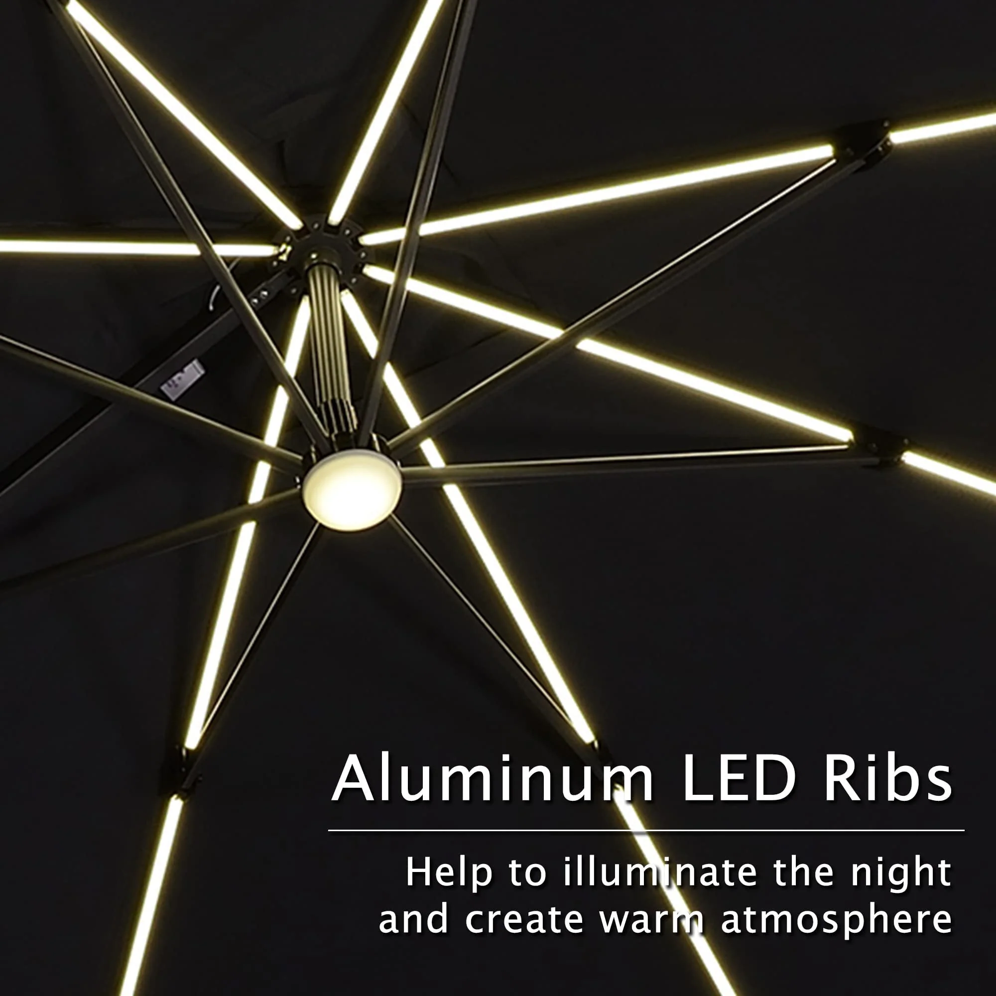 PURPLE LEAF LED Offset Cantilever Parasol with Lights - Image 9