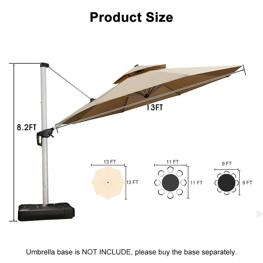 PURPLE LEAF Double Top 360 Degree Rotation Round Outdoor Classic Parasol - Image 116