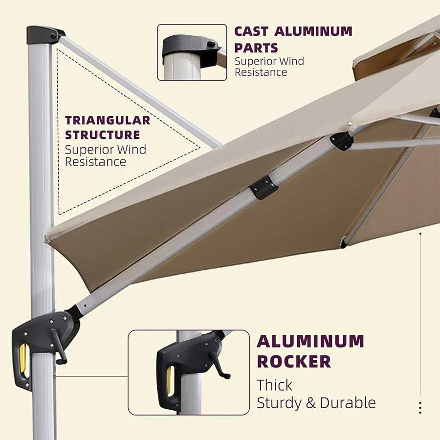 PURPLE LEAF Double Top 360 Degree Rotation Round Outdoor Classic Parasol - Image 30
