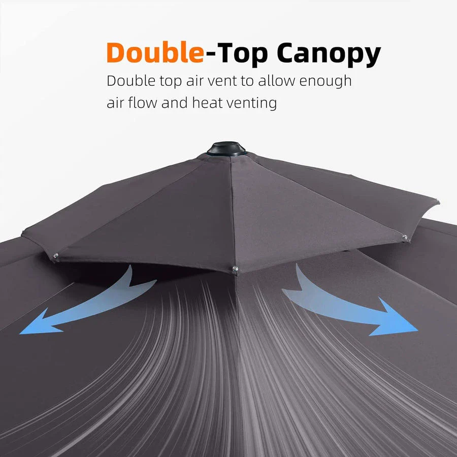 PURPLE LEAF Double Top 360 Degree Rotation Round Outdoor Classic Parasol - Image 47